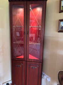 Mahogany Corner Display Cabinet with Internal Lighting & Glass Shelves