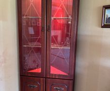 Mahogany Corner Display Cabinet with Internal Lighting & Glass Shelves