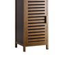 Bathroom Storage Cabinet Bamboo, Tall Narrow Space Saver Organizer Floor Standing for Kitchen, 4 Open Shelves and 1 Cupboard with Door, Walnut Image 8