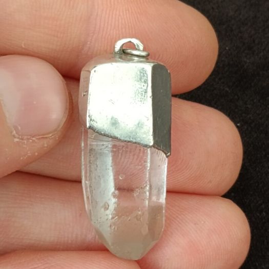 Quartz crystal pendant made of 925 sterling silver