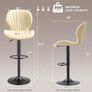 Bar Stools Set of 2, 360 Swivel Bar Chairs, Kitchen Dining Stools, Beige  Height Adjustable, with Back, Modern PU Leather, Metal Footrest & Base, for Breakfast Image 2