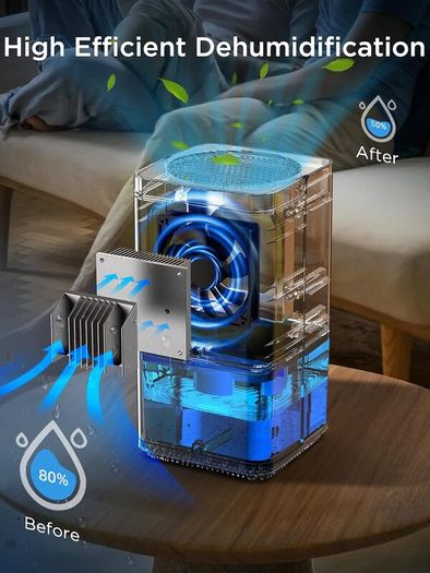 1200ml Electric Dehumidifier with Ultra Quiet & Auto Shut off 7 Colorful LED Portable Mini Dehumidifier for Wardrobe, Bathroom, Closet, RV, Bedroom, Garage
