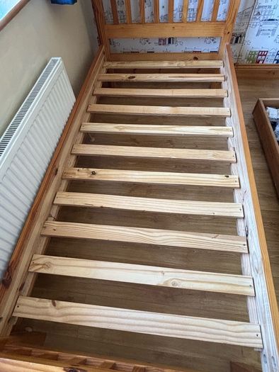 Pine Single Bed Frame  + Under Bed Storage Drawer