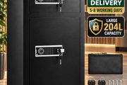 204L Large Dual Door Digital Security Safe with Alarm, Fireproof Bag &amp; Key Rack