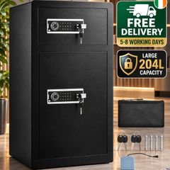 204L Large Dual Door Digital Security Safe with Alarm, Fireproof Bag & Key Rack