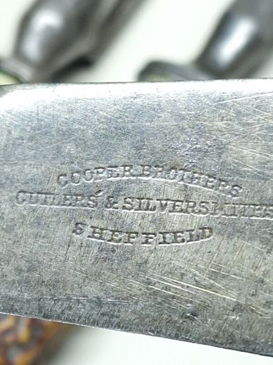 Antique Sheffield Carving Set Stag Antler Handles  Cooper Brothers