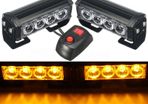 2x 12V 4LED Amber Recovery Strobe Car Van Roof Gille Truck Flashing Emergency Grille Bar Lights Switch