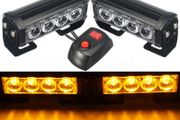 2x 12V 4LED Amber Recovery Strobe Car Van Roof Gille Truck Flashing Emergency Grille Bar Lights Switch