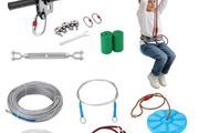 Zipline Kit for Kids and Adult, 24.38 m Zip Line Kits Up to 227 kg, Backyard Outdoor Quick Setup Zipline, Playground Entertainment with Stainless Steel Zipline, Spring Brake, Safety Harness, Seat