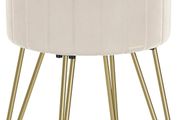 Velvet Dressing Table Stool, 39 x 44.4 cm (Dia. x H), Round Storage Stool Seat, 4 Metal Legs, for Dressing Room, Living Room, Bedroom, Cream White