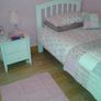 Single white wooden bed & bedside locker Image 2