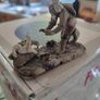 Vintage Mudmen Chinese Man Bird Clam Miniature Clay Figurine Asian 2" high Image 9