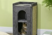 81cm Cat Scratching Barrel, with Two Cat Houses for Indoor Cats, Grey
