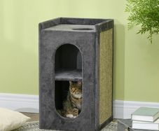 81cm Cat Scratching Barrel, with Two Cat Houses for Indoor Cats, Grey