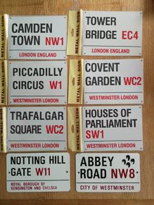 London streets metal wall signs