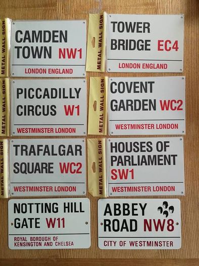 London streets metal wall signs