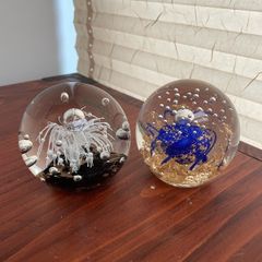 2 Glass Paper Weights
