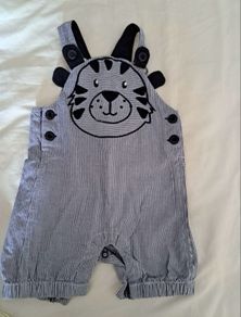 Baby boy teddy bear dungarees 3-6m