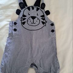 Baby boy teddy bear dungarees 3-6m