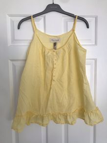 River Island Yellow Cami Top Size 14 Ruffle hem frilled