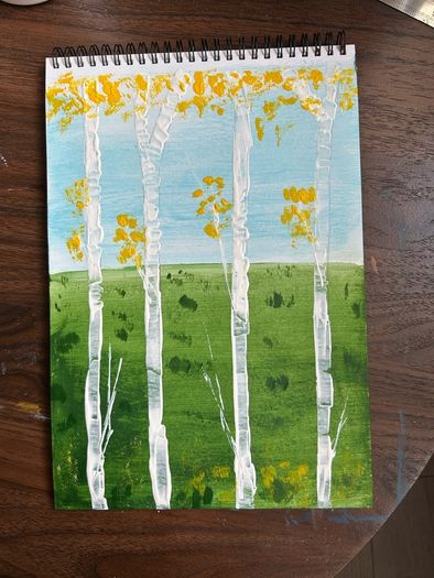 Birch trees landscape painting