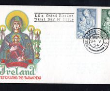 1954 Ireland Marian Year Commemorative Stamps Illustrated First Day Cover (FDC) with Baile Atha Cliath (Dublin) Cancel