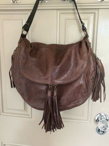 All saints distressed genuine leather Spitalfields multi tassel adjustable bag