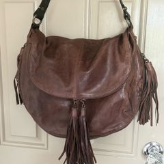 All saints distressed genuine leather Spitalfields multi tassel adjustable bag