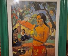 Rare Find: Vintage Large Painting Canvas Woman Holding a Fruit. Where Are You Going?  Paul Gauguin