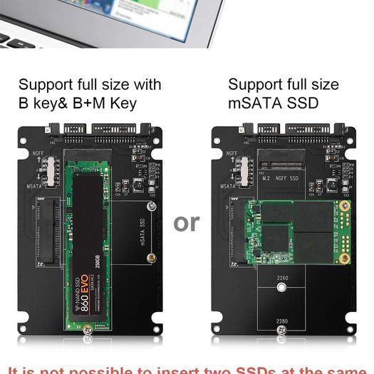 M.2 NGFF or MSATA to SATA 3.0 Adapter USB 3.0 to 2.5 SATA Hard Disk 2 in 1 Converter Reader Card with Cable for PC Laptop