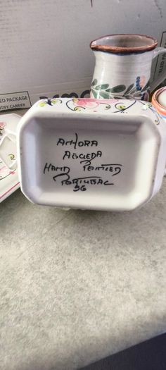 Anfora Agueda Hand Painted Lidded Preserve Pot, Sauce Dish, Floral, Portugal, Vintage