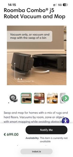 vacuum roomba combo j5 iRobot