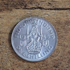 Great Britain UK 1945, One Shilling, George VI, Scottish Crest, Silver Coin - free standard postage