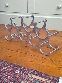 Vintage Style Cast Aluminium 9-Bottle Wine Rack - Postmodern / Wave Design