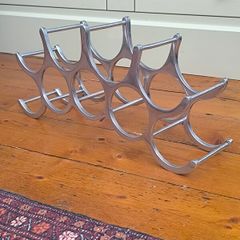 Vintage Style Cast Aluminium 9-Bottle Wine Rack - Postmodern / Wave Design