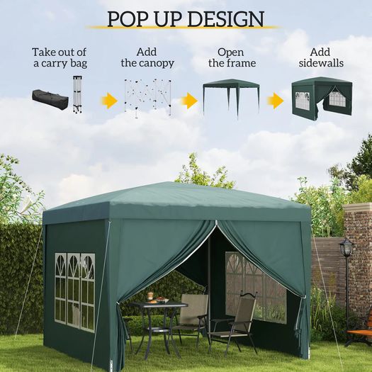 3x3m pop up gazebo with 4 side walls