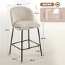 Set of 2 Bar Stools with Backrest and Footrest Padded Steel Legs Beige Image 2