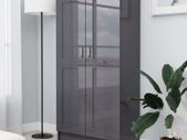 Book Cabinet High Gloss Grey 82.5x30.5x150 cm Chipboard