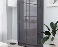 Book Cabinet High Gloss Grey 82.5x30.5x150 cm Chipboard