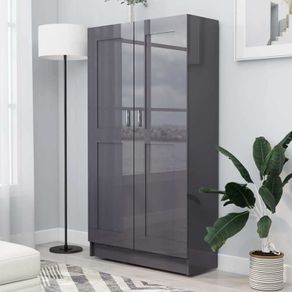 Book Cabinet High Gloss Grey 82.5x30.5x150 cm Chipboard