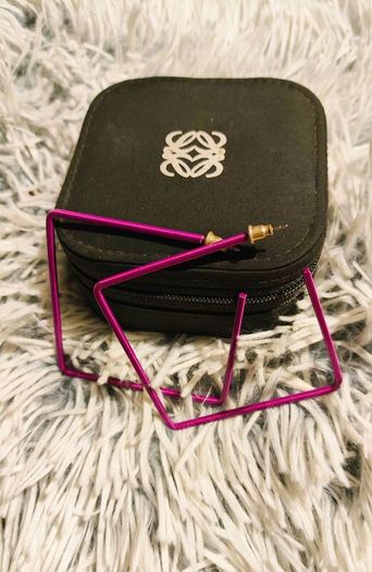 Bold & Chic: Glossy Violet Square Hoop Earrings