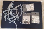 Three Bags of Silver Snow Flakes &amp; 12 Silver Bows