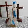 Two crucifixes and a Lourdes Our Lady holy water bottle. Religious devotional items. Image 2