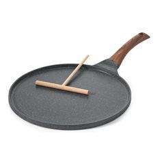 SENSARTE Nonstick Crepe Pan with Spreader, 30 cm Swiss Granite Coating Dosa Pan Pancake Flat Skillet Tawa Griddle with Stay-Cool Handle, Induction Compatible