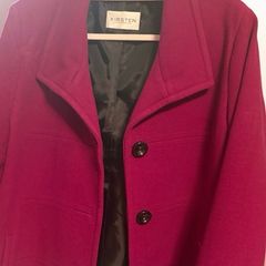 Premium Kirsten Fuchsia Wool Cashmere Blend Coat Size L