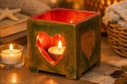 Handmade Ceramic Candle Holder - Heart Glow Design