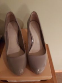 Grey patent high heels
