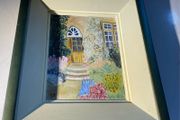Original Cottage Garden Oil Painting Signed Monogram Y.Y. - Framed