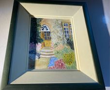 Original Cottage Garden Oil Painting Signed Monogram Y.Y. - Framed