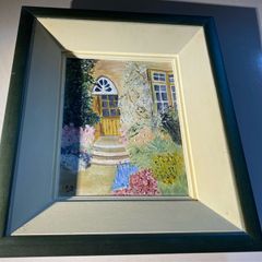 Original Cottage Garden Oil Painting Signed Monogram Y.Y. - Framed